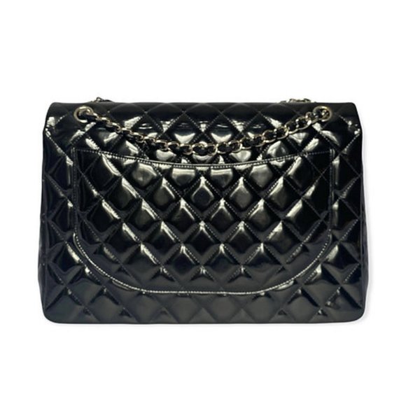 ❤️SOLD ❤️Chanel Black Quilted Patent Leather Maxi Classic Double Flap Bag - Picture 7 of 15